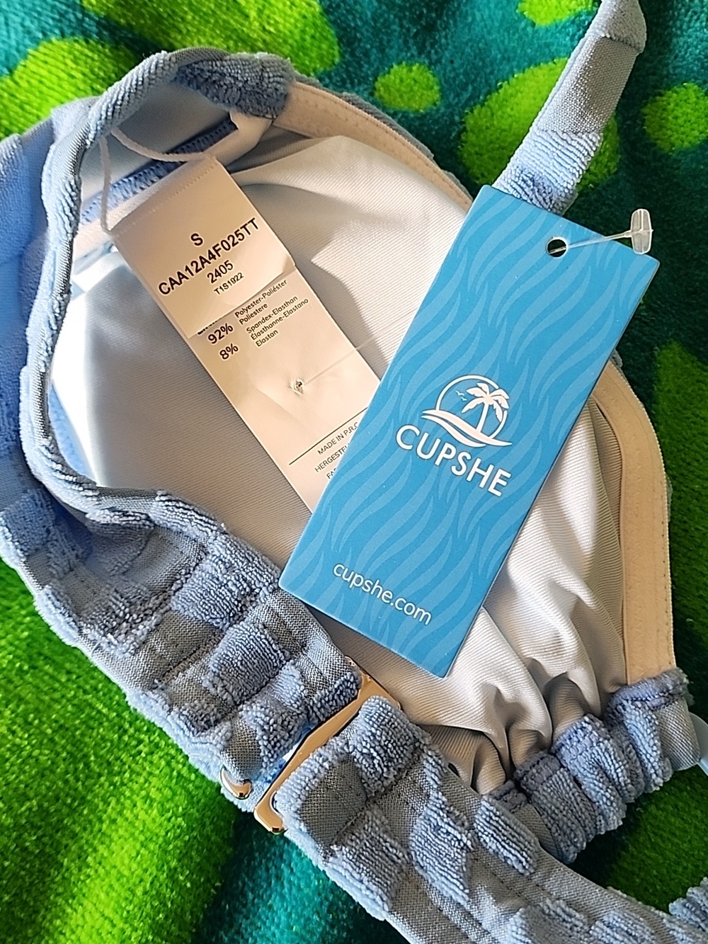 NWT Cupshe Powder Blue Textured Two-Piece Bikini - Picture 4 of 7